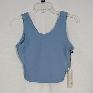 NWT Kyodan Faded Denim Wide Rib Scuba Tank Top Women's Size Medium Athleisure